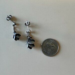 Ashley Weber sterling silver hand cast metalsmith succulent dangle earrings